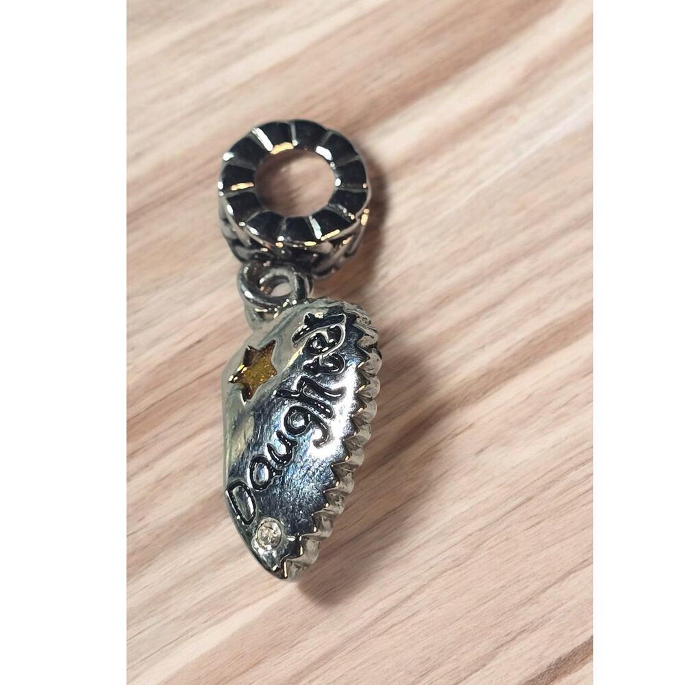 Daughter Charm Bead Love You To The Moon And Back Silver Tone Bracelet Pendant